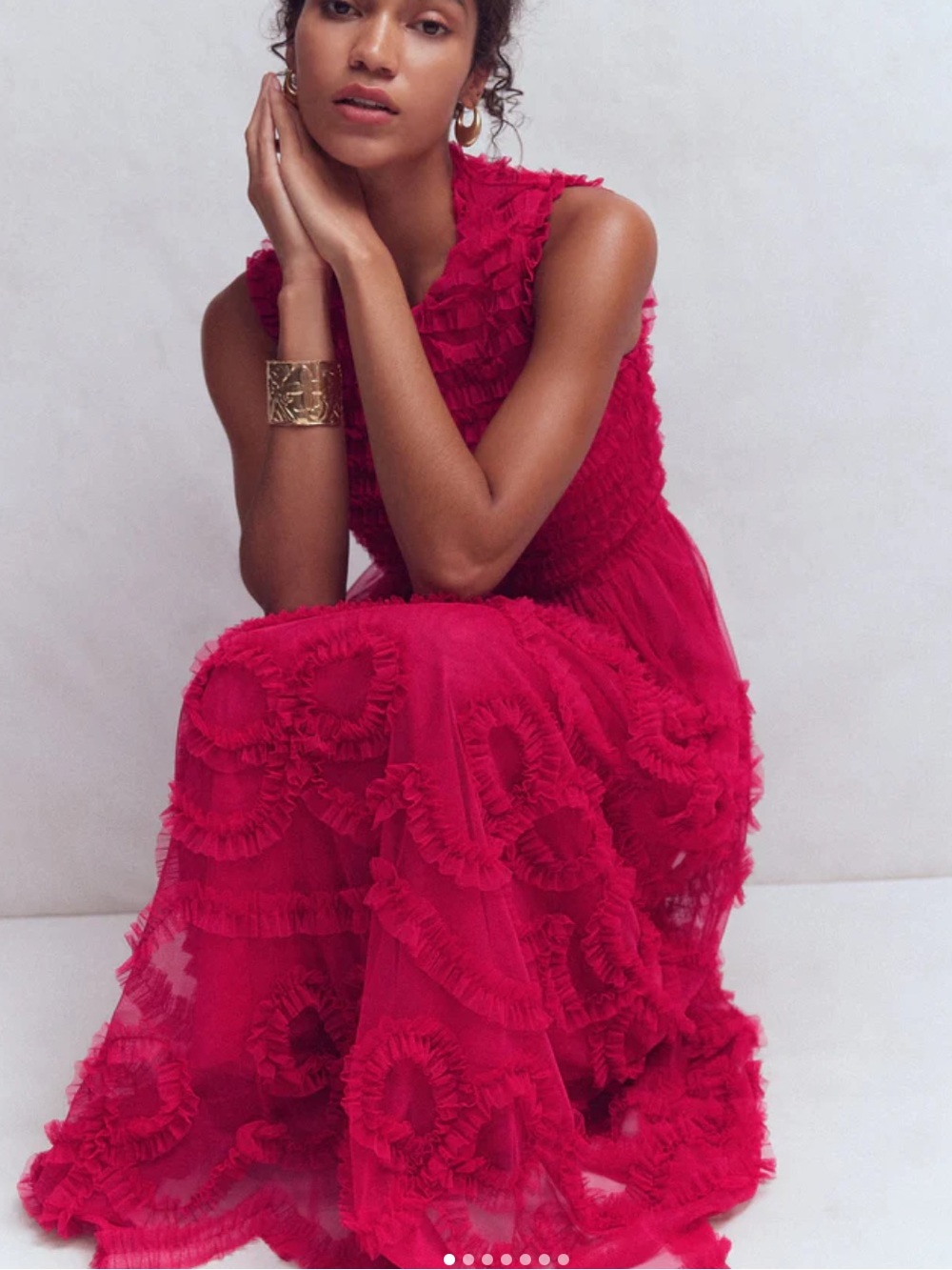 Boden Fuchsia Ruffle-Detail Maxi Dress
